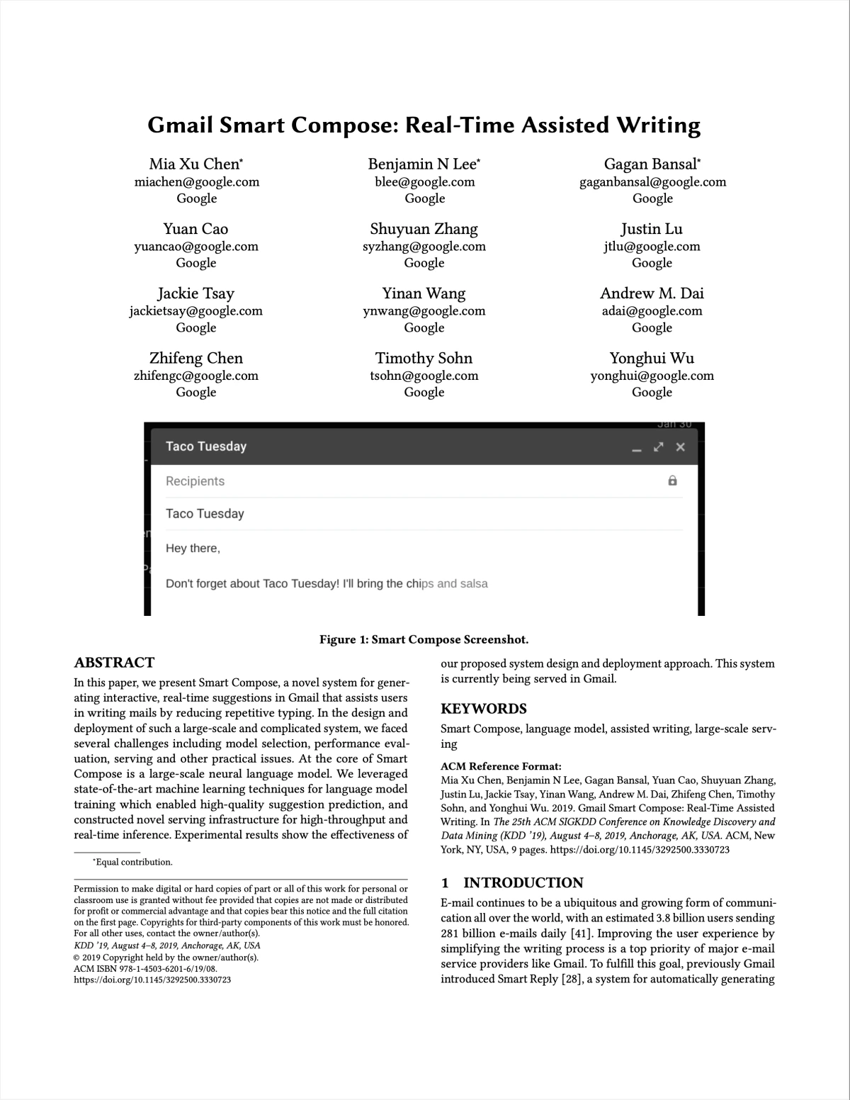Gmail Smart Compose: Real-Time Assisted Writing