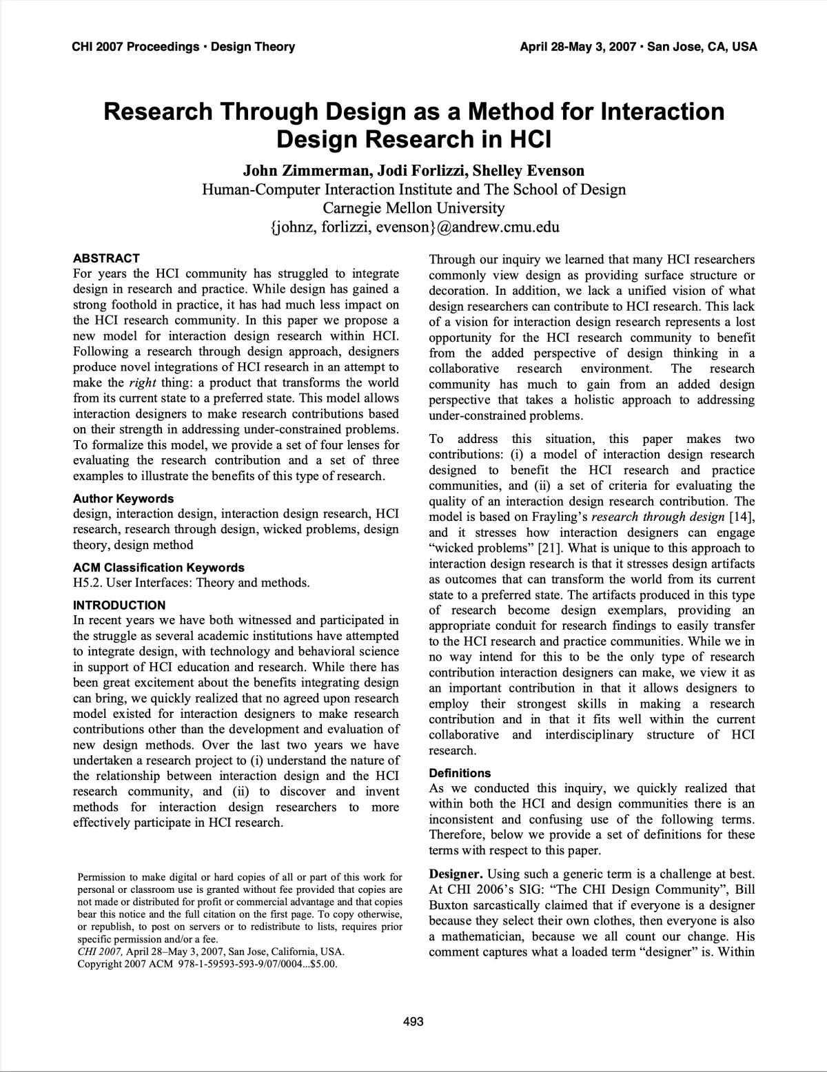 Research through Design as a Method for Interaction Design Research in HCI